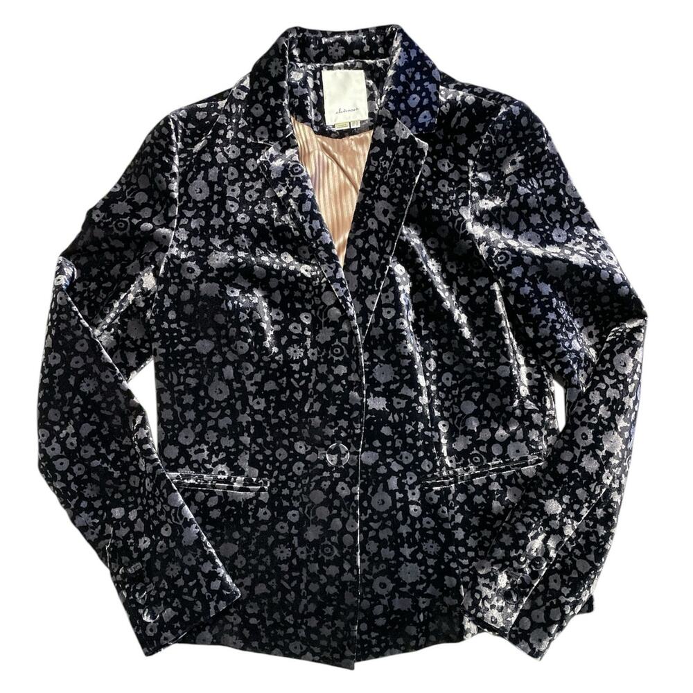 Anthropologie Black Floral Velvet Jacket